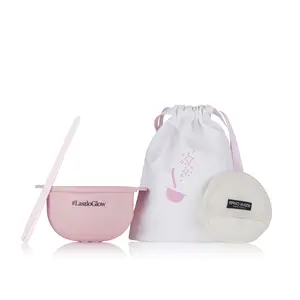 VTM Mixing Bowl Set with Reusable Collapsible Pink Bowl, Spatula, and Facial Sponge for Vitality Treatment Mask Application
