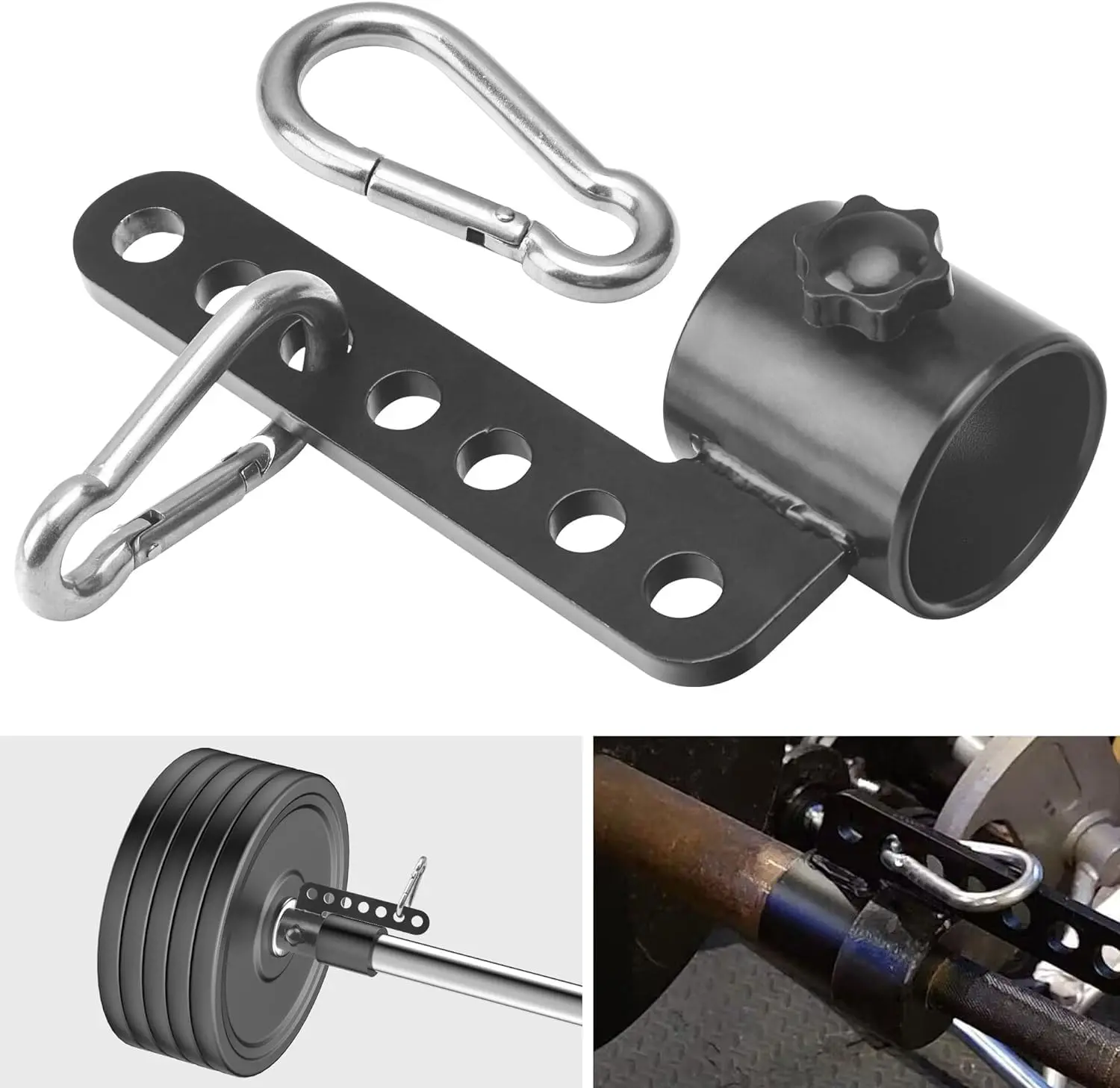 Belt Squat Bar Machine Attachment for 2 inch Olympic Barbell Bar, Black, 500 lbs Withstands, Attachments for  Gym Workout