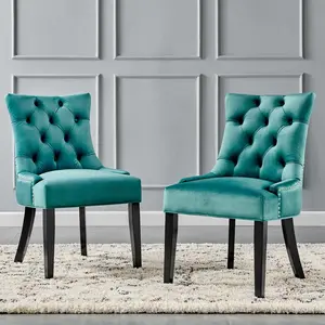 Modway Regent Tufted Performance Velvet Dining Side Chairs - Set of 2 in Teal