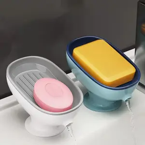 Lidless Soap Storage Box, Double Layer Soap Dish with Detachable Drainage Tray, PS Soap  for Bathroom Counter – For Women Men Bathroom Decor Gift