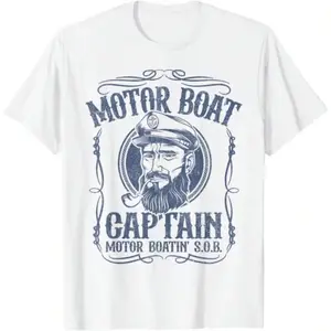 Motor Boat Captain Funny Pontoon Boating Motor Boatin Lake T-Shirt