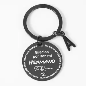Personality Stainless Steel Keychain, Perfect Christmas/Birthday Gift For Brother, Sister, Or Friend, Engraved With Spanish Affection Phrases, 1.18 Inch Diameter Circle With Ring