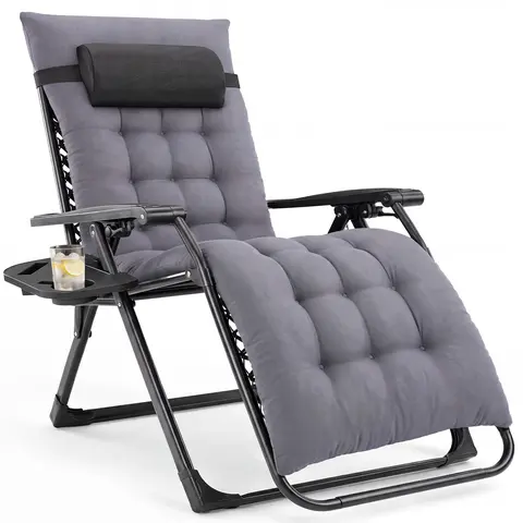 Sweetcrispy Zero Gravity Chair, Adults' Sturdy Folding Outdoor Chair - 440lbs Metal Frame, 0-G Drift Rest, Ergonomic Recliner, Cup Holder Trays, Removable Cushion, Stable Poolside Backyard Furniture