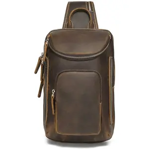 Rome Authentic Crossbody Slingbag 100% Buffalo Leather Crazy Horse with Multiple Pockets and Compartments
