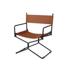 【OOOH LIFE】Portable All Weather Resistant Foldable Director Chair, Heavy Duty Leather Sling Outdoor Chair for Camping Beach BBQ Picnic