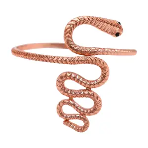 TFJ Women Rose Gold Color Metal Upper Arm Cuff Bracelet Cobra Snake Wrap Around Fashion Jewelry