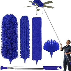Dusters for Cleaning, Cobweb Duster with Extension Pole, Ceiling Fan Cleaner Duster, Extendable Microfiber Duster for Ceiling Fan Blades Spider Web with Long Handle, Blue