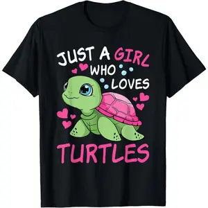 100% Cotton Just A Girl Who Loves Turtles Ocean Animal Cute Sea Turtle T-Shirt