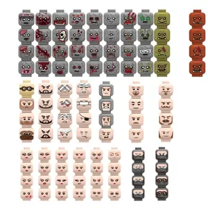 Injured Emotional Face Heads Building Blocks, Army Soldiers Figures, Zombie Heads, Military Weapon Parts, Bricks Toy