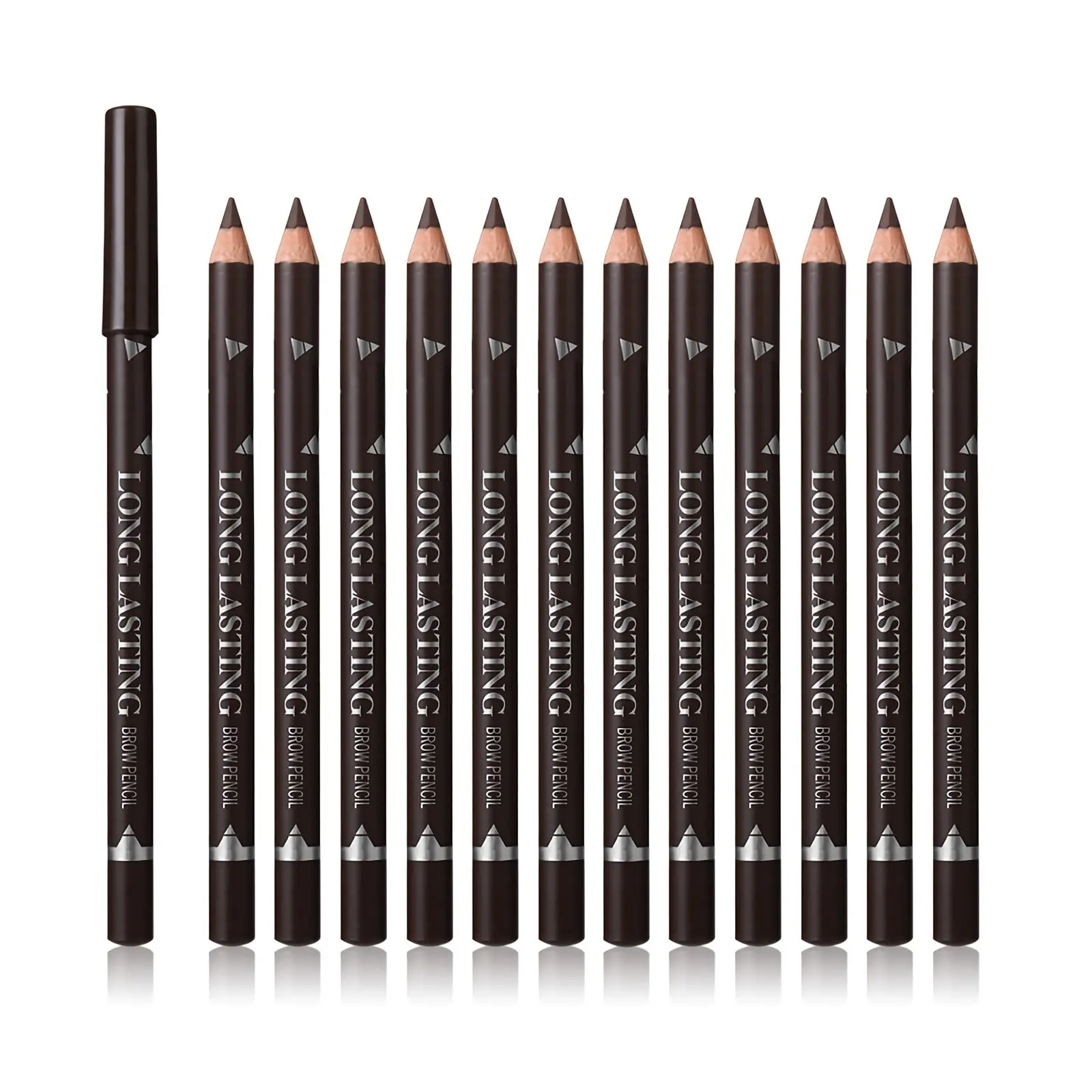 12 Pcs Dark Brown Eyebrow Pencil Eyeliner MakeupSoft TexturedEasy to ColorWaterproofLong Lasting Eyebrow Tint Pen for Fills in Sparse Areas and Gaps Create a Natural Eye Brow