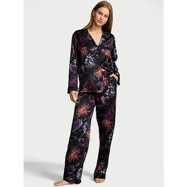 Victoria's Secret Satin Pajama Set, Long Sleeve Button Down Shirt & Pants, Sleepwear for Women (XS-XXL)