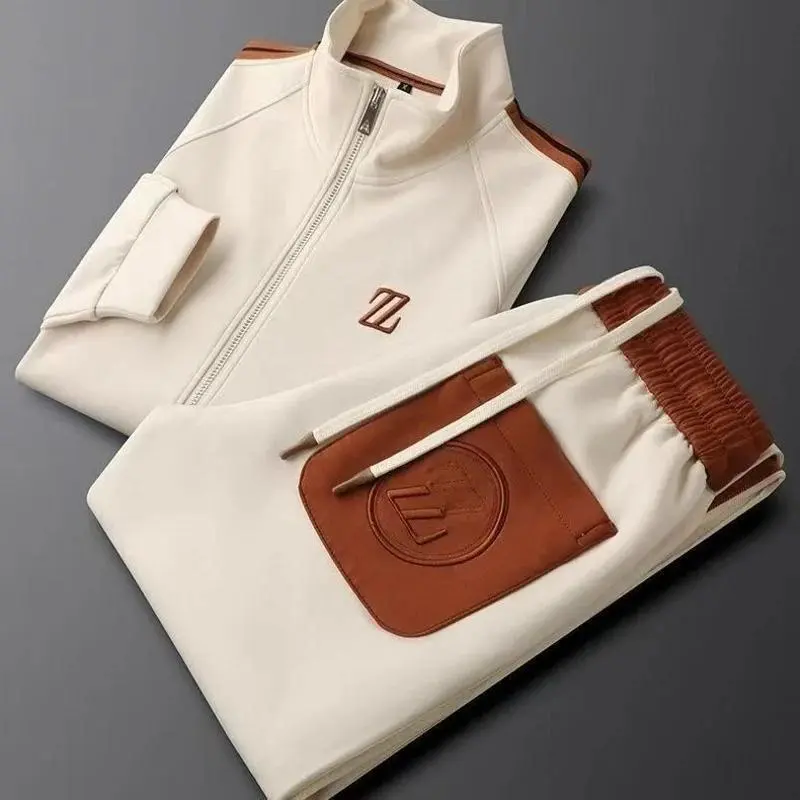 Spring Autumn Fashion Embroidered LOGO Men's Sports and Leisure  Jacket Pants 2-pc Set Youth Street Party Brand Men Sets Fathersdaygift