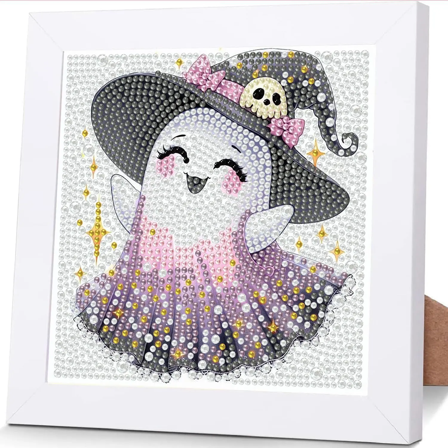 Ghost Diamond Art Kit for Kids with Frame,DIY Crafts for Girls Boy | Halloween Diamond Painting for Kids Beginners,5D Full Drill Gem Art for Kids,Gifts for 6-10 Year Old Girls Boy 7 x 7 Inch