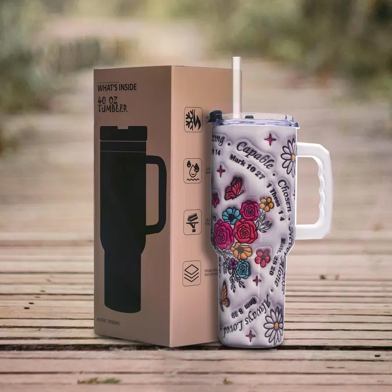 GOME 20oz Vacuum Insulated Stainless Steel Tumbler  Elegant Floral  Butterfly Cup with BPA-Free Lid & Straw, Ideal Gift for Women & Coffee  Lovers - TikTok Shop