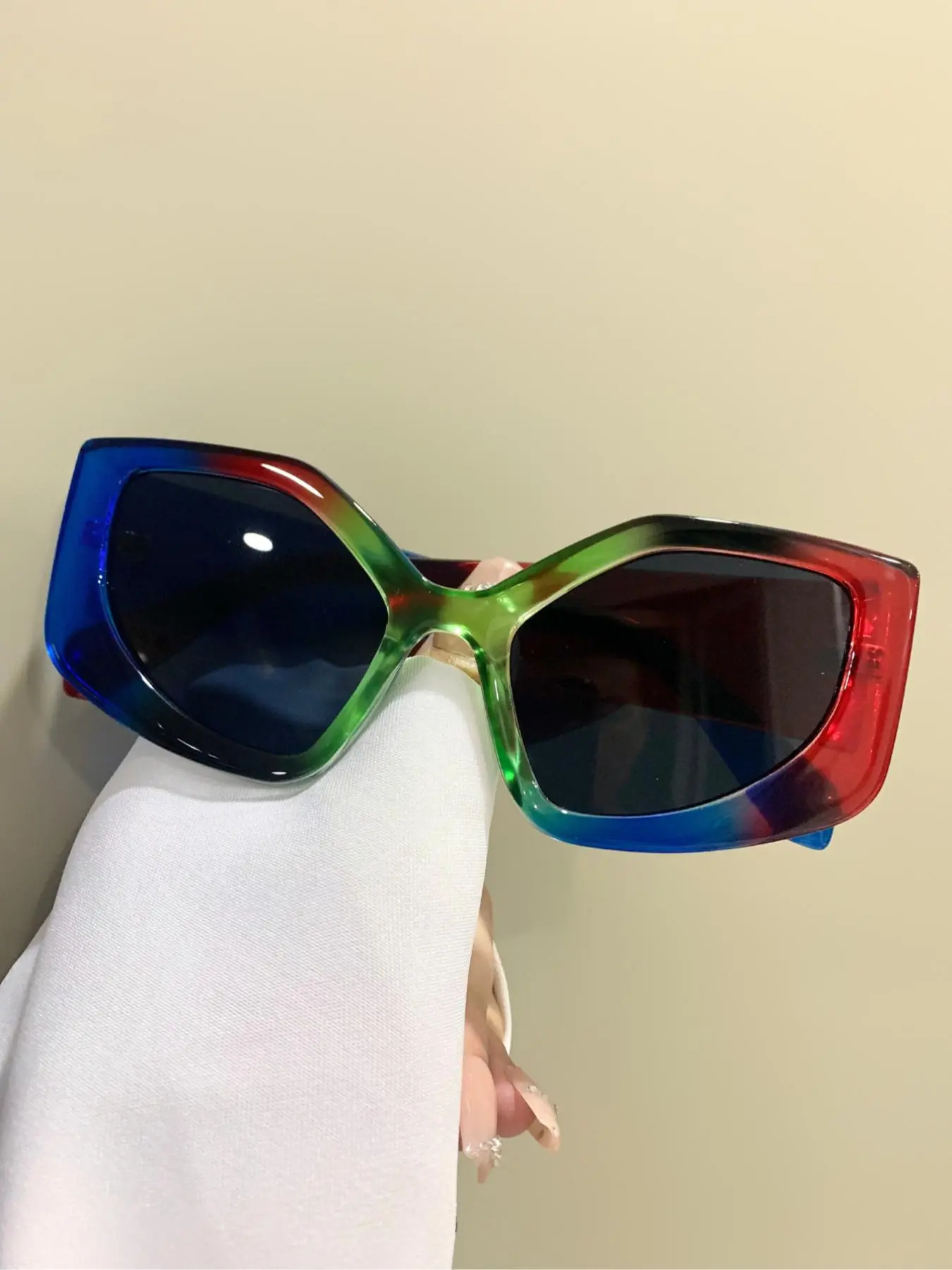 Unisex Elegant Colorblock Ombre Tinted Lens Glasses, Trendy Casual Glasses for Everyday Use, Fashion Accessories for Outdoor Activities