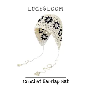 【LUCE&LOOM】Trendy Crochet Bucket Hat with Tassel Tie | Scalloped Edge Hollow Out Knit Beanie | Versatile Boho Headwear for Beach | Travel & Street Style