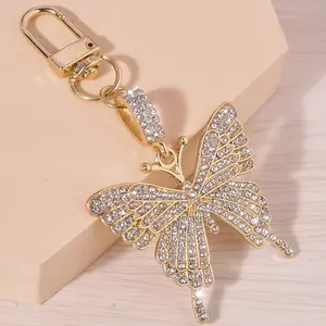 Fashion Rhinestone Butterfly Bag Charm Keychain – Cute Key Ring & Luggage Pendant Accessory for Women Perfect for Daily Decoration & Gifting with Sparkling Rhinestones
