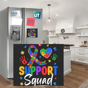 Autism Awareness Magnet & Bumper Sticker Included: Puzzle Piece Support Squad, Car or Fridge