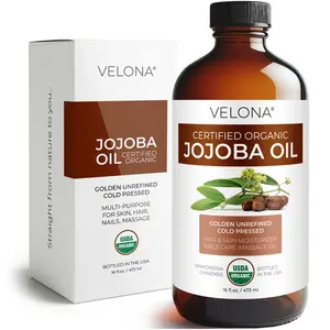 velona USDA Certified Organic Jojoba Oil - 16 Fl Oz in Glass Bottle | 100% Pure and Natural | Golden, Unrefined, Cold Pressed, Hexane Free