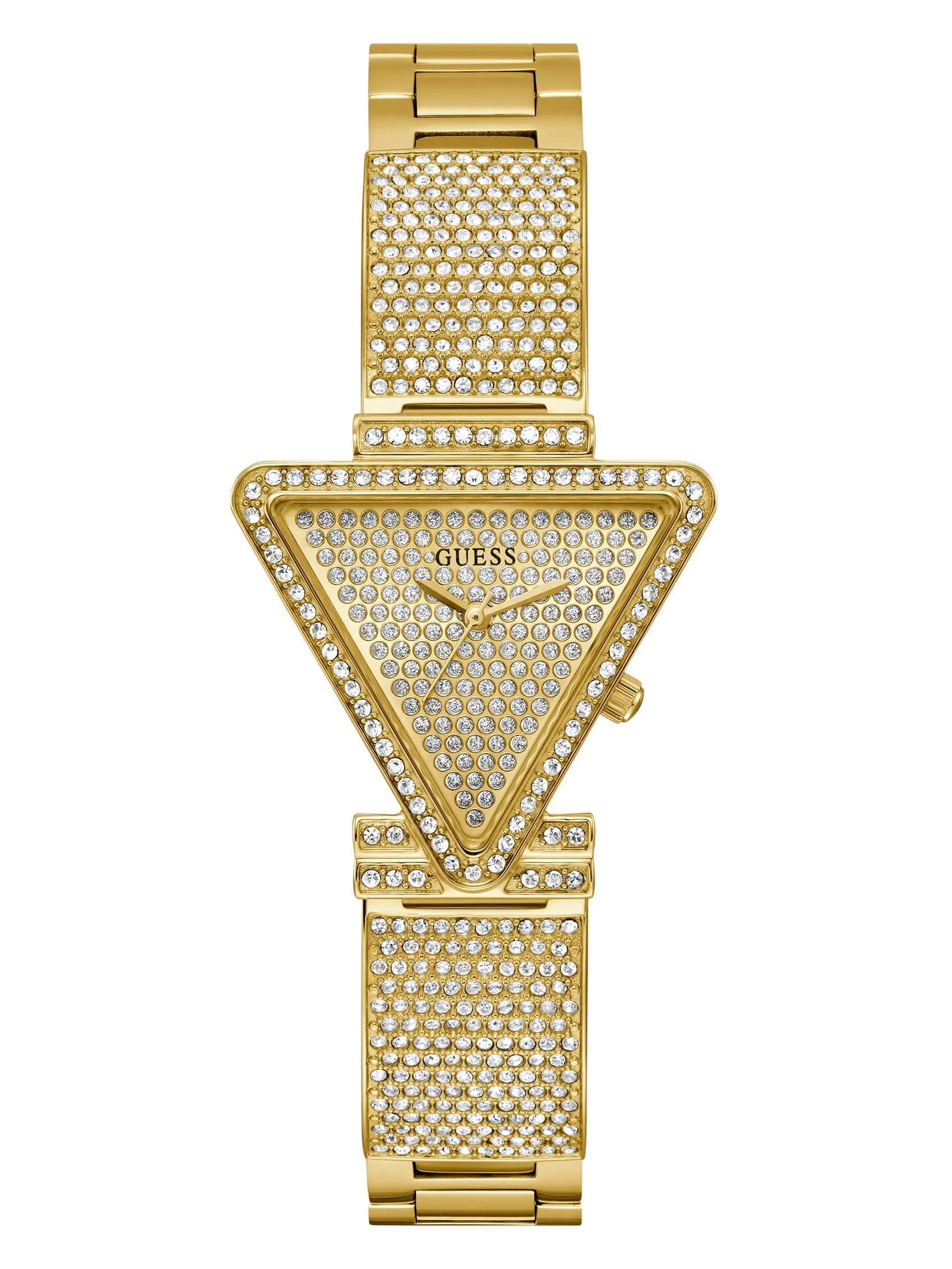 GUESS Female Gold-Tone Crystal Triangle Analog Watch