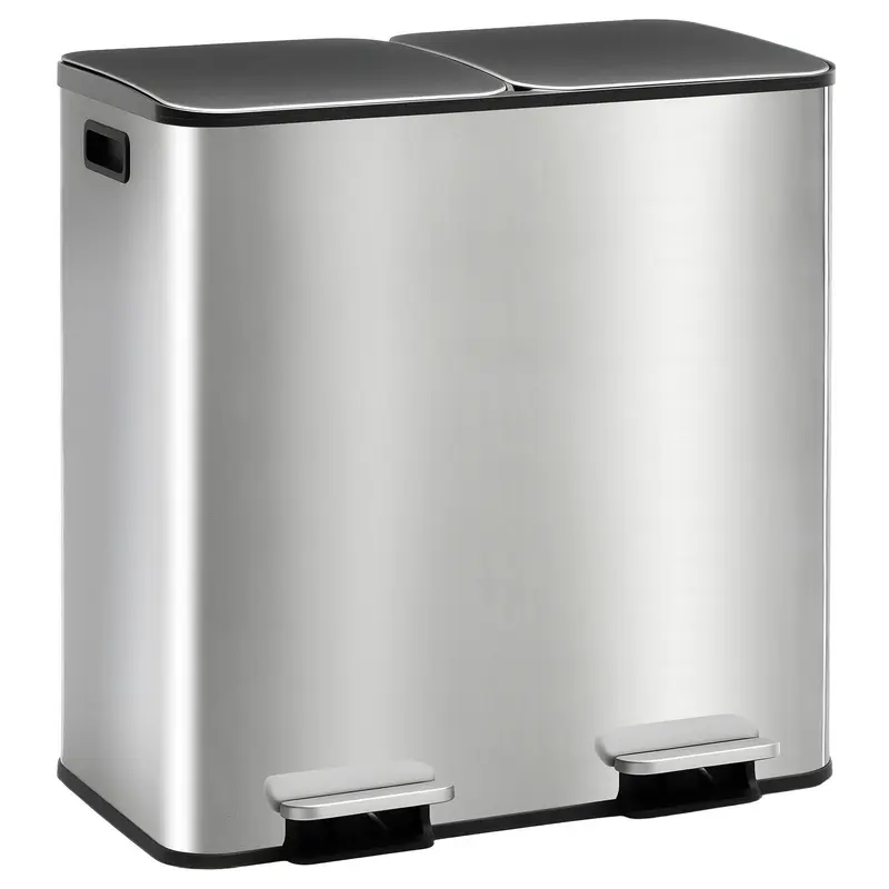 Sweetcrispy 80L Stainless Steel Step-Pedal Trash Can - Kitchen Waste Bins, Hands-Free Hygienic Disposal, Minimalist Silver Design for Modern Kitchens, Easy Quick Wipe Cleaning