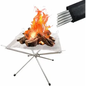 Portable Outdoor Fire Pit 16.3 Inch Foldable Fire Pits for Outside   Small Wire Firepit Mini Mesh Firepits for Patio Backyard Camping Garden Bonfire Fireplace with Carrying Storage Bag