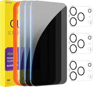 3+3 Pack for iPhone 17 Pro Max Privacy Screen Protector with Camera Lens Protector Full Coverage Anti-Spy Tempered Glass Film 9H Hardness Easy Installation Bubble Free [6.9 inch]