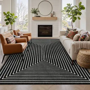 Modern Abstract Washable Faux Cashmere Rug, Area Rugs for Living Room Bedroom, Boho Non Slip Low Pile Carpet for Indoor Dining Room, Office, Dorm, Classroom, Farmhouse and Kids Room