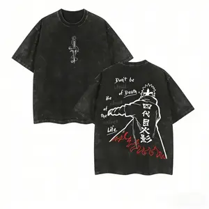 100% pure cotton Namikaze Minato Naruto anime double-sided printed vintage washed T-shirt, unisex oversized anime manga washed heavy cotton T-shirt, a gift for anime fans and anime enthusiasts