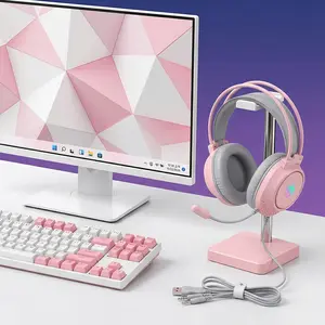 Wired gaming headset for gaming and entertainment, featuring a microphone, USB port, and 3.5mm audio cable; dual-band headband; multimedia audio | Stylish gaming gear | Durable plastic construction, gaming headset, gift