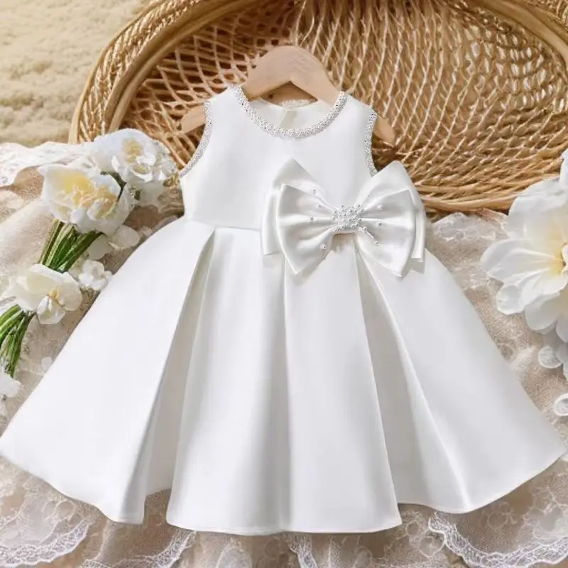Luxury Princess Flower Girl Dress Cute Bow Summer Girls 2 Year Old Little Girls Formal Wedding Dresses Elegant Girl Party dress Baby Clothes Toddler f