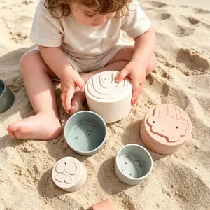 Stacking Cups Toy | Silicone Soft Teething Toy | 7-Piece Set | for Babies Aged 6+ Months