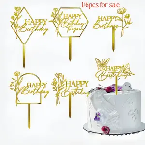 1pcs Acrylic Birthday Cake Decorations, Birthday Cake Decor, Cake Decorating Supplies, Acrylic Birthday Cake Decor, Dessert Table Decor, Baking Decor, Party Decor, Home & Kitchen Essential, Holiday Gift