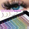 Mixed Color Glitter Individual False Eyelashes, Voluminous False Eyelashes, Dramatic Volume False Lashes, Eyelash Extensions, 12 Colors 10-18mm D Curl Lash Clusters, Self Grafting Curl Eyelashes, Eye Makeup Accessories for Women & Girls
