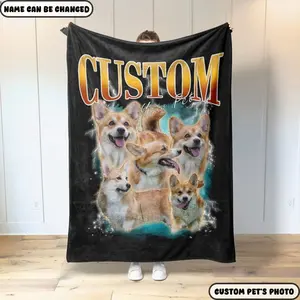 Custom Pet Blanket Using Pet Photo, Name Custom Dog Blanket, Dog Mom Gift, Custom Pet Photo Blanket, Gift for Her, Gift For Dog lovers