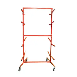 Double-Sided Adjustable Steel Floor Mobile Bumper Storage Rack, Adjustable Metal Rack, Space-Saving Home Organizer for Household Use