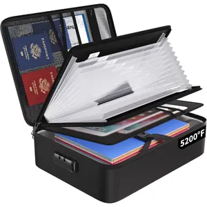 5200? Fireproof File Organizer Bag with 13 Pocket Accordion File Folder,Document Organizer Box with Lock&Labels,Multi-Layer Portable Home Travel Safe Storage Box for Important Documents,Files