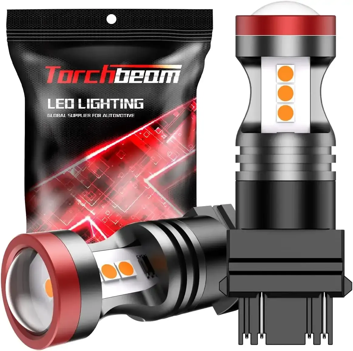3157 LED Bulbs, Amber Yellow LED Turn Signal Lights Bulbs, 400% Brighter 3156 3057 3457 4157 LED Bulb with Projector Replacement for Directional Blinker Parking Side Marker Lights