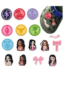 16pcs PVC Cartoon Shoe Accessories, Katseye Music Theme Series for Slippers Insoles Flip Flops and Sandals, Ideal Decorative Shoe Parts for Customization, Footwear, Shoe Charms
