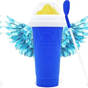 Slushy Cup Slushie Cup - Frozen Magic Squeeze Ice Cup for DIY Homemade Smoothies (Blue) - Bottle, Drinkware Kitchen Utensils
