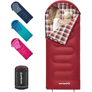 KingCamp 45°F Kids Sleeping Bag, Lightweight Waterproof & Compact Flannel Sleeping Bags Cold Weather & Warm Youth Essentials Gear Accessories for Camping, Fits 10-12 Children up to 4'7"-5'5" Tall