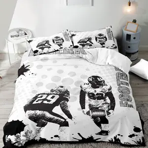 Football Player Pattern Bedding Set, 2/3 Counts Including 1 Duvet Cover & 1/2 Counts Pillowcase, Soft Comfortable Bedding Set for Home Bedroom, Soft Durable Material