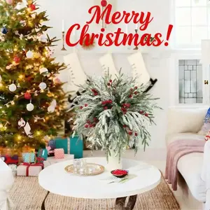 40pcs Red Berry Pine Picks 12.8" Artificial Christmas Greenery Stems For Vase Fillers Home Fall Thanksgiving Holiday Decorations