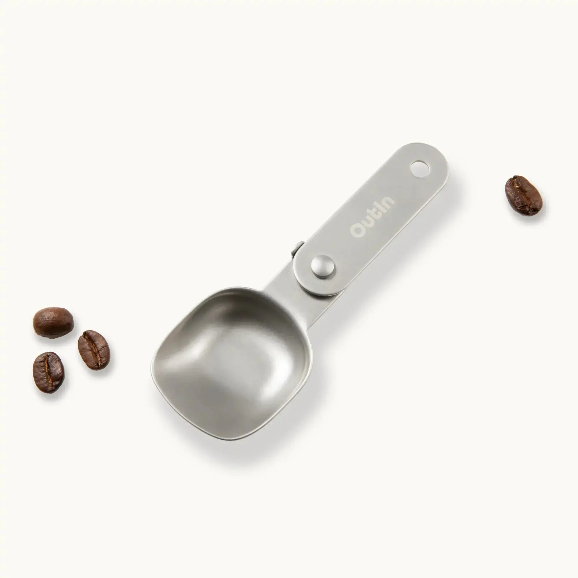 Outin Portable Stainless Steel Foldable Measuring Spoon Scoop - Compact Kitchenware with Ergonomic Handle, Hole at Handle End, Smooth Textured Surface, 1-Level 3g Scoop for Coffee Prep, All Seasons Use