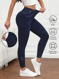 High Waist Tummy Control Denim Jeans for Women, Four-Way Stretch Slim Fit Nine-Quarter Pants, Comfortable, Soft and Stylish Casual Wear