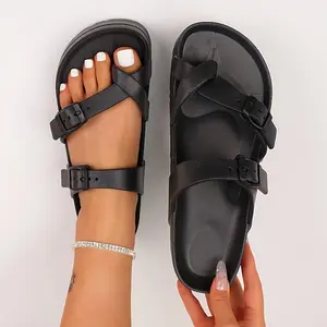 Summer "Women's Slip-On Sandals - Comfortable, Fasciitis Casual Buckle Strap Design for Beach & Casual Attire, EVA Material Footwear Girl