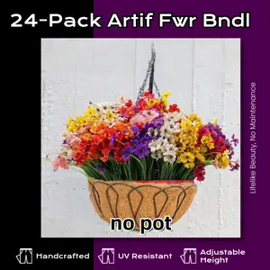 Home Decor 24 Bundles of Artificial Flowers for Indoor and Outdoor Use, Fake Flowers for Garden, Porch and Window Box