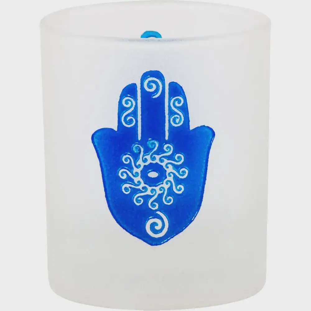 Fatima Hand Etched Glass Votive Holder, Decorative Ornament for Room Decor
