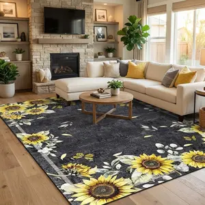 Large Size Sunflower Print Rug Soft Washable Non-slip for Living Room Living Room Bedroom Farmhouse Dining Room and Hallway Area Rug Shopping