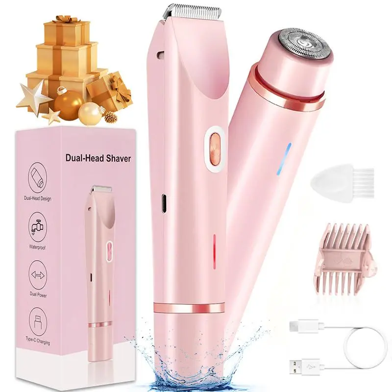 2-in-1 Electric Hair Remover, 1 Box Rechargeable Wet-and-Dry Waterproof Body Hair Trimmer, Multifunctional Hair Shaver, Perfect Gift for Women
